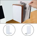 Aselected 4 knygų atramų rinkinys, pagamintas i&scaron; sunkaus metalo, baltos L formos knygų atramos su neslystančiais padeliais, skirtos namų biuro bibliotekos lentynoms