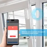 Emylo belaidis durų signalizacija, tuya i&scaron;manusis wifi signalizacija su prane&scaron;imų programėlės valdymu, namų apsaugos jutiklis, 90 db langų signalizacija, suderinama su alexa/google home, baterijos įtrauktos, tuya wifi + balta