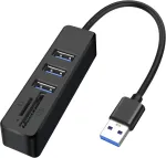 Xmsjsiy usb &scaron;akotuvas-skirstytuvas 5 viename usb a multiport adapteris su 3 usb type-a prievadais sd/tf atminties kortelių skaitytuvas usb 2.0 doko stotis usb a į usb a duomenų prievadų adapteris, suderinamas su i&scaron;maniaisiais telefonais ir ne&scaron;iojamuo ...