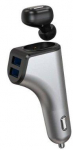 Įkroviklis automobilinis Platinet + Bluetooth ausinė (2xUSB 2.4A)