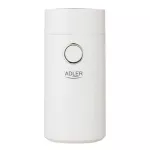 Kavamalė Adler | Kavos malūnėlis | AD4446wg | 150 W | Kavos pupelių talpa 75 g | Dangčio apsauginis jungiklis | Baltas