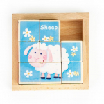 Edukacinės medinės kaladėlės-dėlionė Ecotoys Zoo