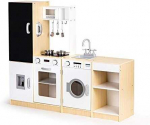 Medinė virtuvė vaikams xxl lenta + led ECOTOYS