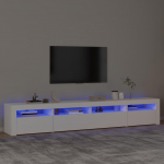 TV staliukas Televizoriaus spintelė su LED ap&scaron;vietimu, balta, 240x35x40cm