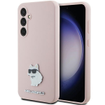 Samsung Galaxy S23 FE Karl Lagerfeld silikoninis dėklas Choupette Metal Pin (KLHCS23FESMHCNPP) rožinės spalvos