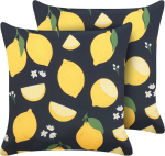Beliani Lumarko 2 dekoratyvinės pagalvės su citrinomis 45 x 45 cm juoda ir geltona ORCHIDIJA!