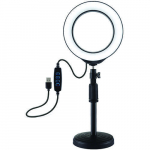 Puluz LED žiedinė lempa 16cm, su stovu 18-28cm, USB