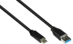 USB kabelis Alcasa USB-A - USB-C 0,5 m juodas (2831-AC005S)