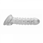 Xr Brands Tom of Finland Textured Extension Sleeve Silicone Juodas 16cm