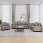 Sofa Sofos komplektas su pagalvėmis, 3 dalių, taupe, audinys