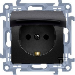 Kontakt-Simon Kontakt-Simon Simon 10 CGSZ1B.01/49 Schuko ki&scaron;tukinis lizdas IP44 versijai su sandarikliu - dangtelio spalvos atvartas, modulis 16A, 250V~, sraigtiniai gnybtai, matinė juoda