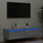 TV staliukas Televizoriaus spintelė su LED, pilka ąžuolo, 100X35,5x25 cm