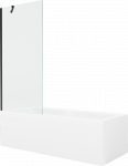 Vonia Mexen Cubik su apdaila ir stiklo sienele, 170x70 cm + 80 cm, Baltas+Juodas/Transparent