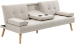 Homcom Sofa-lova, 3 vietų sofa su atlenkiamu staliuku iki 250 kg