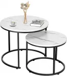 Bipohome Dviejų staliukų rinkinys 'Galen Small Baltas Marble