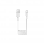 Puro 10W USB-A - USB-C Spiral kabelis 1m - baltos spalvos