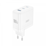 XO wall charger CE35 PD 100W 2x USB-C 1x USB baltas