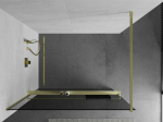 Gold Walk-in du&scaron;o sienelė Mexen Kioto+ su lentynėle, Brushed auksinis/grafito stiklas, 110 x 200 cm