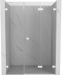 Du&scaron;o durys Mexen Lunar-F, sulankstomos, de&scaron;inė, 130 cm, transparent/baltas