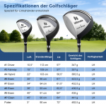 Bonideco Select Pilnas golfo lazdų ir krep&scaron;ių rinkinys kairiarankiams vyrams, ne&scaron;iojamas lengvas golfo stovo krep&scaron;ys pilkas