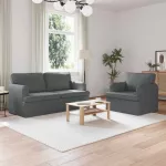 Sofa 2 pcs Tamsiai pilka Metalas