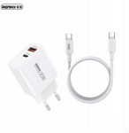 Įkroviklis Remax RP-U120 20W USB-C/USB-A + USB-C to USB-C cable 1.0m baltas