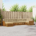 Sofa Lauko sofos komplektas su pagalve 7 pcs Natūralus ir bežinis