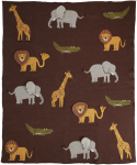 Patalynės komplektas Rice - Knitted Baby Blanket with Animals and 3D Details - Chocolate Brown