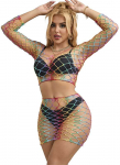Subblime Sets Subblime 2-Piece Mesh Set Rainbow Long Sleeve One Size Colorful