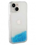 iLike Apple iPhone 15 Silikoninis dėklas Vanduo Glitter Mėlyna
