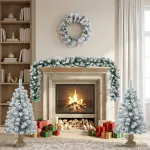 Mini kalėdinių eglučių rinkinys 90 cm PVC Žalia ir balta