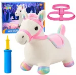 Lean Toys Inflatable Plush Bouncing Horse for Kids &ndash; Baltas, 60cm