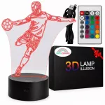 Sferazabawek Lampka Nocna 3D LED PIŁKARZ Rumbigo Pilot 16 Kolor&oacute;w USB Prezent dla Chłopc