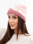 Moteri&scaron;ka beanie kepurė su dekoru, pudrinė rožinė ir tamsiai rožinė