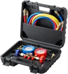 AC diagnostikos kolektorius R134A R22 R12 R502, 3 krypčių su žarnomis, &scaron;aldymo įkrovimo rinkinys, automobilių kondicionierių priežiūrai, freono pildymo komplektas
