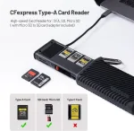 Pgytech Cfexpress Type A/sd/micro Sd kortelių skaitytuvas 10gbps Usb 3.2 Gen2, Cfexpress Type A/sd/tf kortelių laikiklis, aliuminio lydinys, suderinamas su kameromis/telefonais/dronais/veiksmo kameromis (juodas)