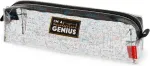 Legami - skaidrus penalas, penalas pie&scaron;tukams, žymekliams, ra&scaron;iklių laikiklis vaikams, paaugliams ir suaugusiems, užtrauktukas, dydis 19.5 x 5.5 x 5.5 cm, Genius tema, baltas, baltas, prakti&scaron;kas