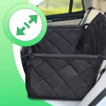 Retoo &scaron;unų automobilinė kėdutė, itin tvirta, su sustiprintomis sienelėmis ir tvirtinimo dirželiais, automobilinė kėdutė &scaron;unims su krep&scaron;iu, skirta smulkiems ir vidutinio dydžio gyvūnams, naminių gyvūnėlių automobilinė kėdutė 60 x 50 x 53 cm, juoda