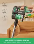 Vactidy Blitz V8 belaidis dulkių siurblys su i&scaron;imama baterija, 22 Kpa siurbimo galia kietmedžio grindims, iki 35 minučių veikimo laikas, žalias