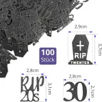 Alegre konfeti 30-ajam gimtadieniui, blizgantys, 20-mečio stiliaus, 100 vnt. pakuotė, konfeti vyrams ir moterims, juoda stalo dekoracija vyrams, gimtadienio serpentinai