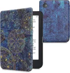 Kwmobile dėklas-knygelė, suderinamas su Kobo Clara 2e / Tolino Shine 4 - Ereader dėklas - Mandala Geltona Dark Mėlyna
