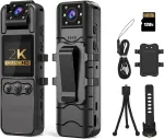2k 128gb 1.4 colio ekrano kūno kamera su garsu ir automatiniu naktinio matymo vaizdo įra&scaron;u 1440p Uhd mini policijos kūno kamera ne&scaron;iojama maža asmeninė vaizdo kamera sporto veiksmo lauko vaizdo įra&scaron;ymo įrenginys