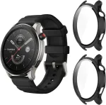 Aerku 2 vnt. kietas dėklas su ekrano apsauga, suderinamas su Amazfit Gtr 4 / Amazfit Gtr 4 Pro, pilna apsauga, įbrėžimams atsparus Pc apsauginis dėklas, juodas