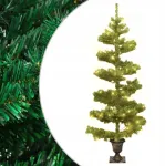 Spiralinė Kalėdų eglutė su lemputėmis ir stovu, žalia, 120 cm, Pvc
