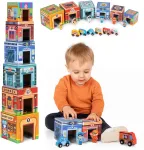 Multistore Krovimo bok&scaron;tas &bdquo;City Pyramid&ldquo; su figūrėlėmis ir transporto priemonėmis, 18 dalių
