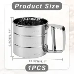 Vcsjw miltų sijotuvas i&scaron; nerūdijančio plieno, cukraus pudros barstytuvas 250 g, vienos rankos miltų sijotuvas, cukraus pudros malūnėlis, vienos rankos filtras i&scaron; nerūdijančio plieno, skirtas miltams, cukrui, kakavos milteliams