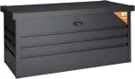 Hoggar metalinė sodo dėžė xl 450 litrų - tvirtas 0,40 mm storis - atspari oro sąlygoms lauke - su raktais - atlenkiamas dangtis - su pagrindu - vandeniui atspari sodo skrynia - 120 x 61 x 62 cm
