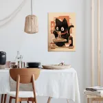 Ekeyr mielas juokingas juodas katės plakatas ramen makaronai sienų menas japoni&scaron;ki juodos katės paveikslėliai plakatai japoni&scaron;kas maistas tokyo meno atspaudai virtuvės valgomojo kambario sienų menas