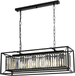 Modernus juodas sietynas, metalinis korpusas, 60 cm auk&scaron;tis x 80 cm plotis x 22 cm gylis | 4 x E27 maks. 40 W | Glamūrinis ir industrinis dizainas vie&scaron;bučiams ir namams
