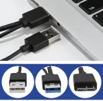 Emagtech 2x dvigubas Usb 3.0 A ki&scaron;tukas į Usb 3.0 Micro B ki&scaron;tuką Y kabelis 50 cm ir 18 cm mobiliesiems kietiesiems diskams su Usb 3.0 sąsaja